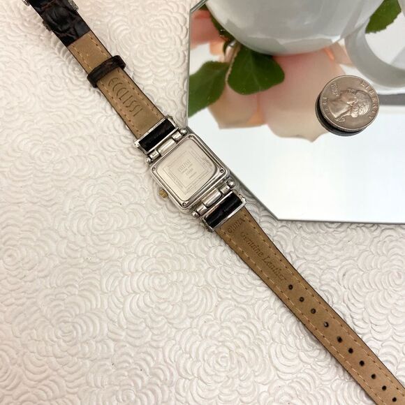 Vintage Ecclissi Sterling Silver Watch with Turquoise Dial and Gold-tone Accents - Picture 9 of 15